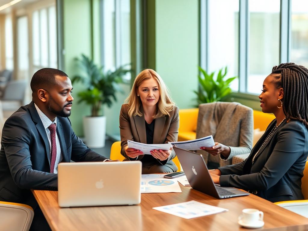 Conseillère commerciale concluant une vente avec un client